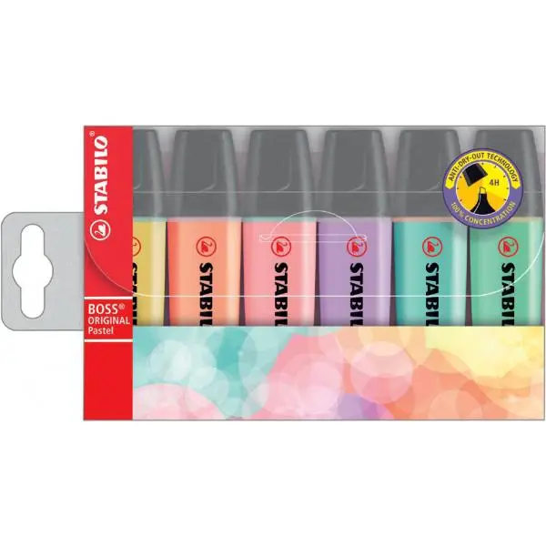 STABILO Textmarker BOSS ORIGINAL Pastel, 6er PET-Etui (EAN: 4006381492881)