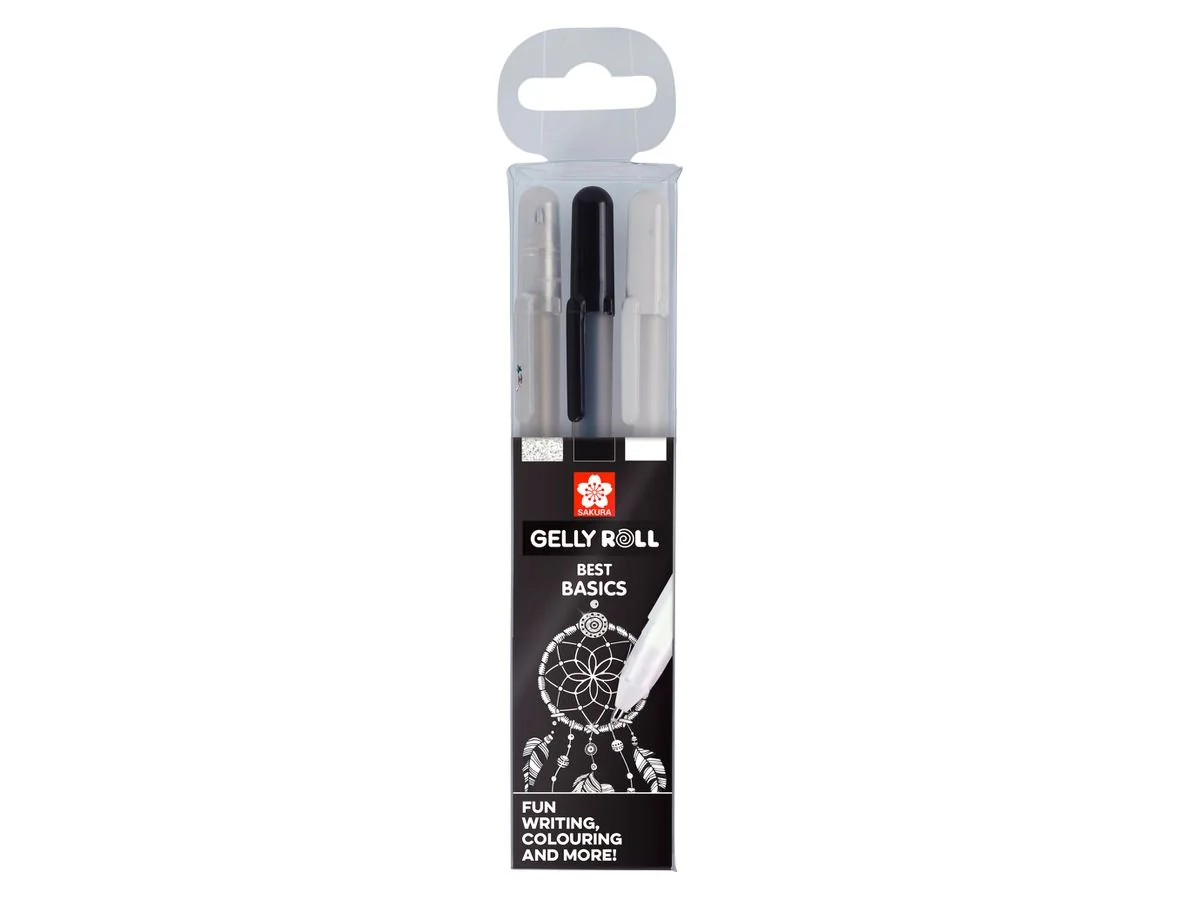 SAKURA Gel-Tintenroller Gelly Roll "Best Basics", Clear sparkle, schwarz und weiß (EAN: 8712079395742)