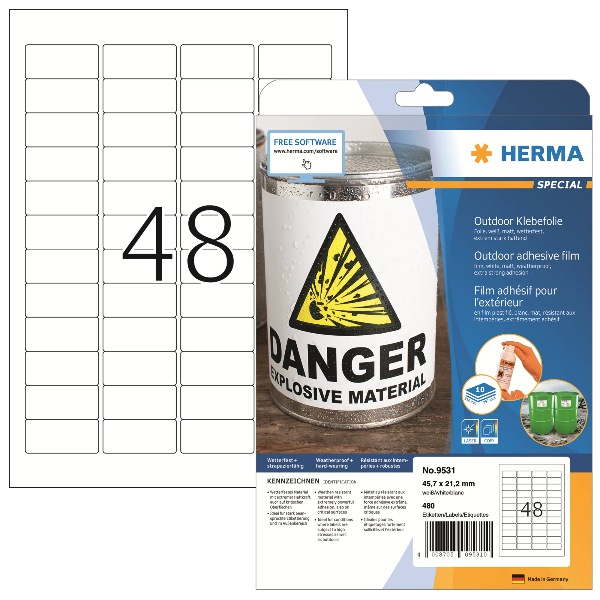 HERMA Outdoor Folien-Etiketten SPECIAL, 45,7 x 21,2 mm (EAN: 4008705095310)