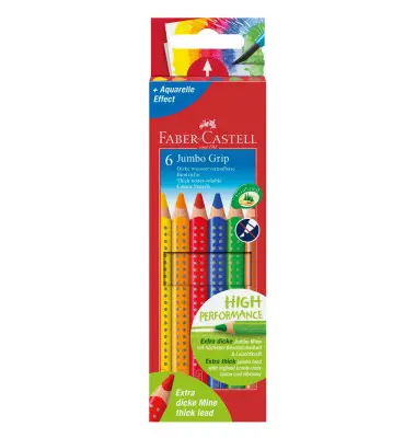 FABER-CASTELL Dreikant-Buntstifte Jumbo GRIP, 6er Etui (EAN: 4005401109068)