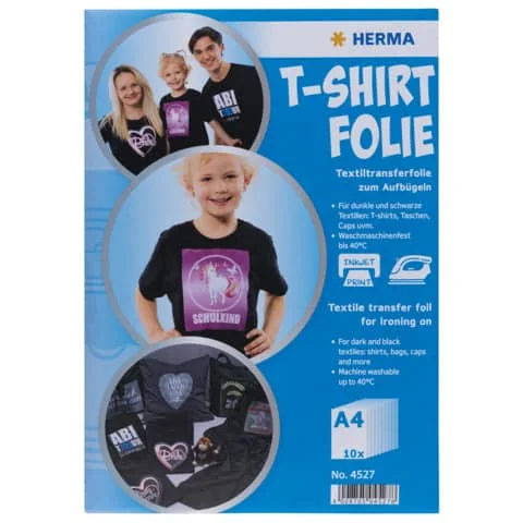 HERMA T-Shirt Transferfolie, DIN A4, dunkle Textilien, weiß, weiß matt (EAN: 4008705045278)