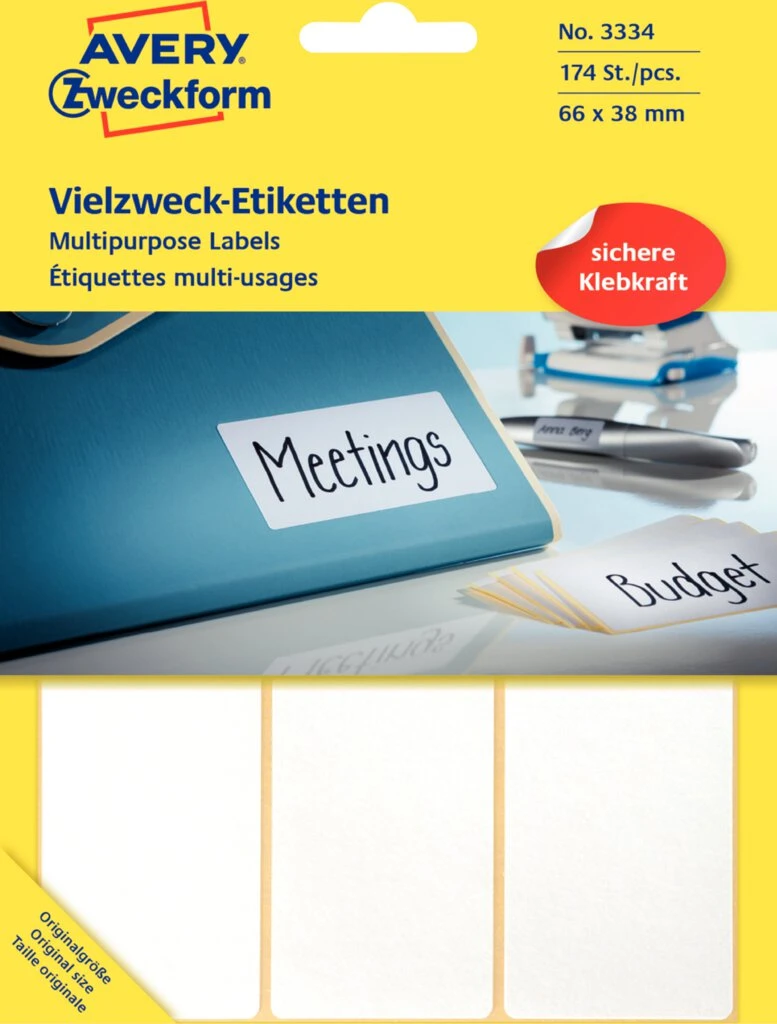 AVERY Zweckform Vielzweck-Etiketten, 66 x 38 mm, weiß, FP (EAN: 4004182033340)