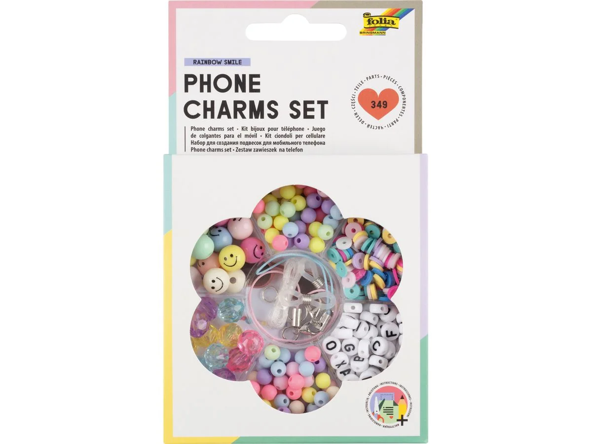 folia Perlen-Set Phone Charms RAINBOW SMILE, 349 Teile, silber (EAN: 4001868129991)