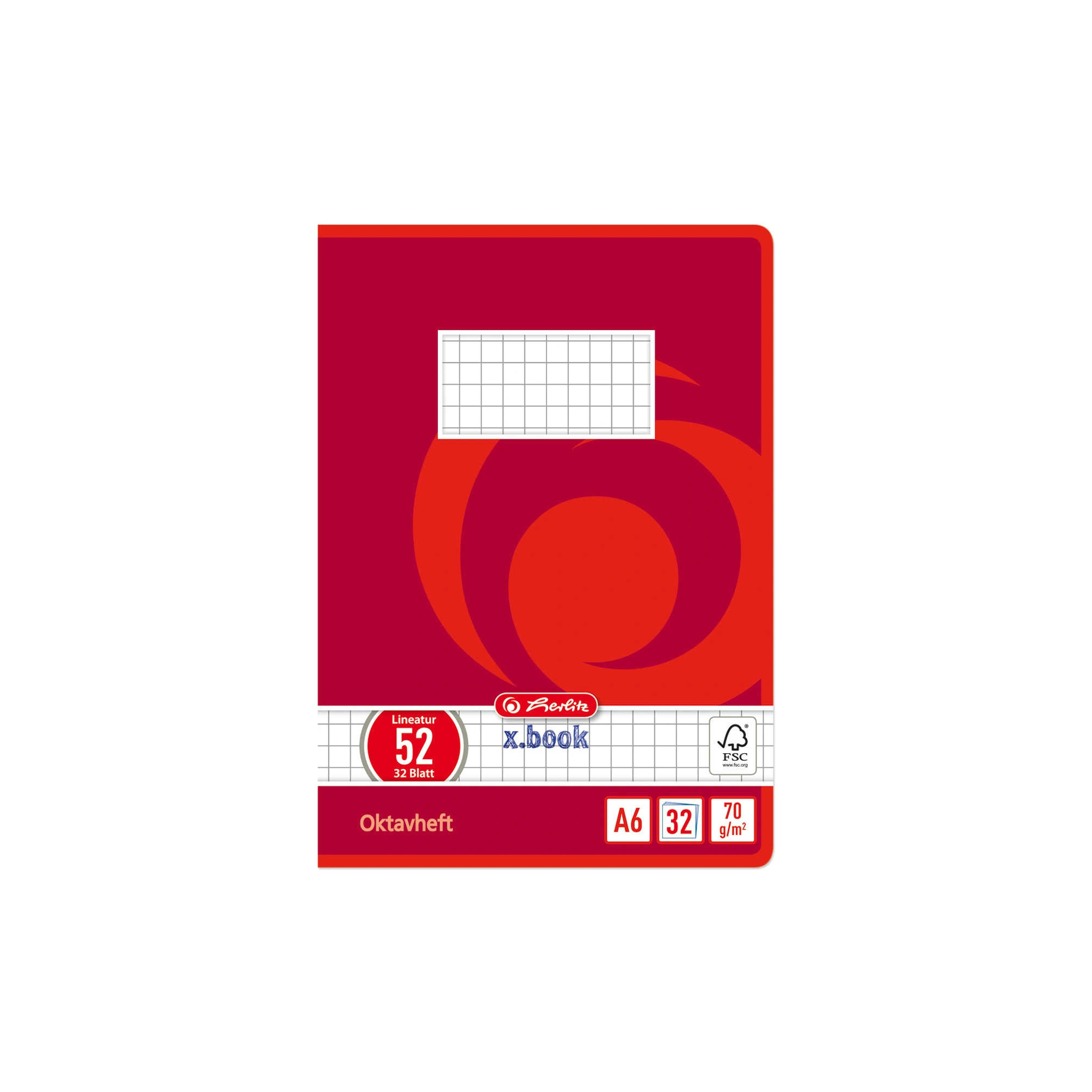 herlitz Oktavheft x.book, DIN A6, kariert, 70 g/qm, 32 Blatt (EAN: 4008110413631)