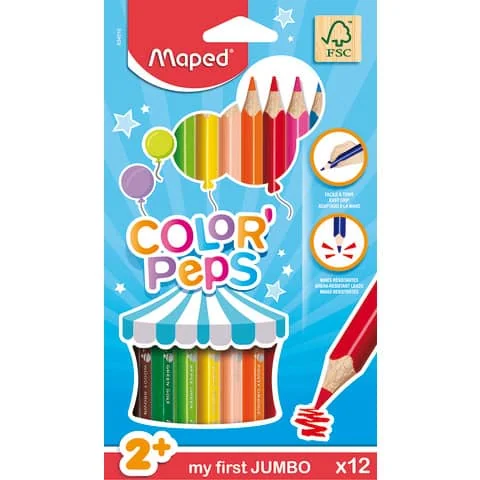 Maped my first Dreikant-Buntstift COLOR'PEPS JUMBO,12er Etui, farbig sortiert (EAN: 3154148340102)
