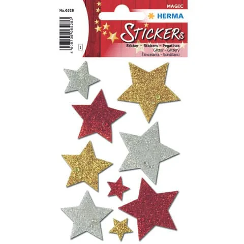 HERMA Weihnachts-Sticker MAGIC "Sterne bunt", glittery (EAN: 4008705065283)