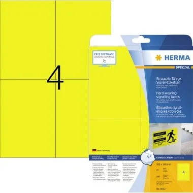 HERMA Signal-Etiketten SPECIAL, 105 x 148 mm, gelb (EAN: 4008705080323)