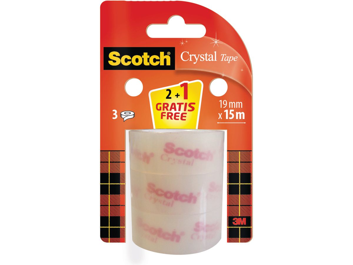 3M Scotch Klebefilm Crystal Clear 600, 19 mm x 15 m, 2+1 (EAN: 4046719376537)