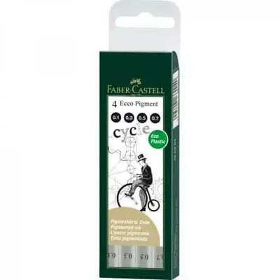 FABER-CASTELL Pigmentliner ECCO PIGMENT, schwarz, 4er Etui (EAN: 4005401660040)