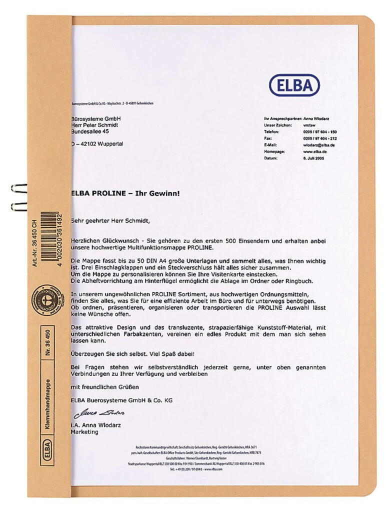 ELBA Klemmhandmappe, DIN A4, ohne Vorderdeckel, chamois (EAN: 4002030361492)