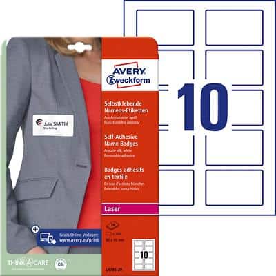 AVERY Badges autocollants, 80 x 50 mm, blanc (EAN: 5014702000010)