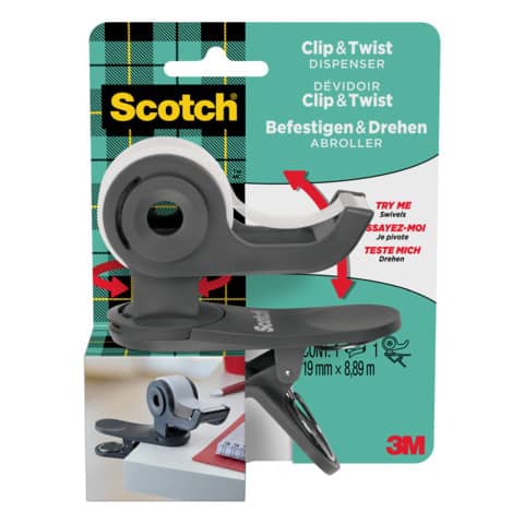 Scotch Handabroller Clip & Twist, dunkelgrau, bestückt (EAN: 4054596714953)