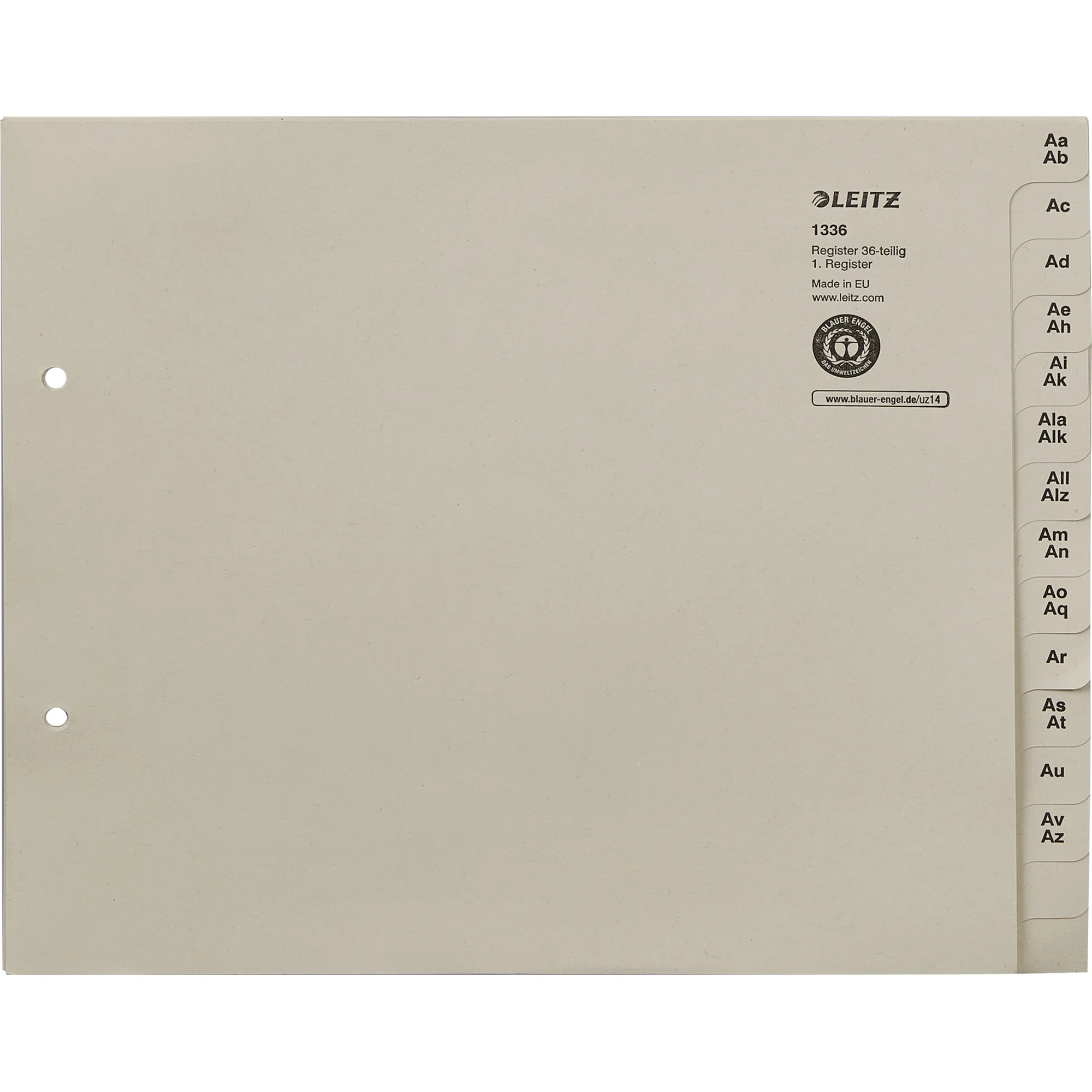 LEITZ Tauenpapier-Register, A-Z, für 36 Ordner, grau (EAN: 4002432328536)