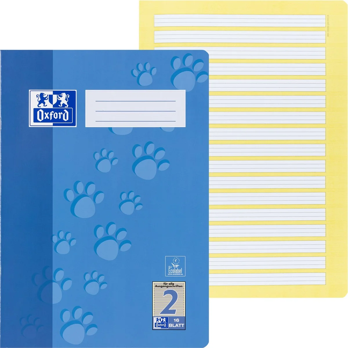 Oxford Junior Schulheft "Tatzen", DIN A4, Lineatur 2, blau (EAN: 4006144941755)