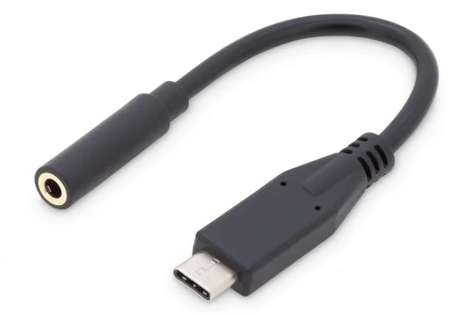 DIGITUS USB Type-C Audio Adapterkabel, 0,2 m, schwarz (EAN: 4016032451112)