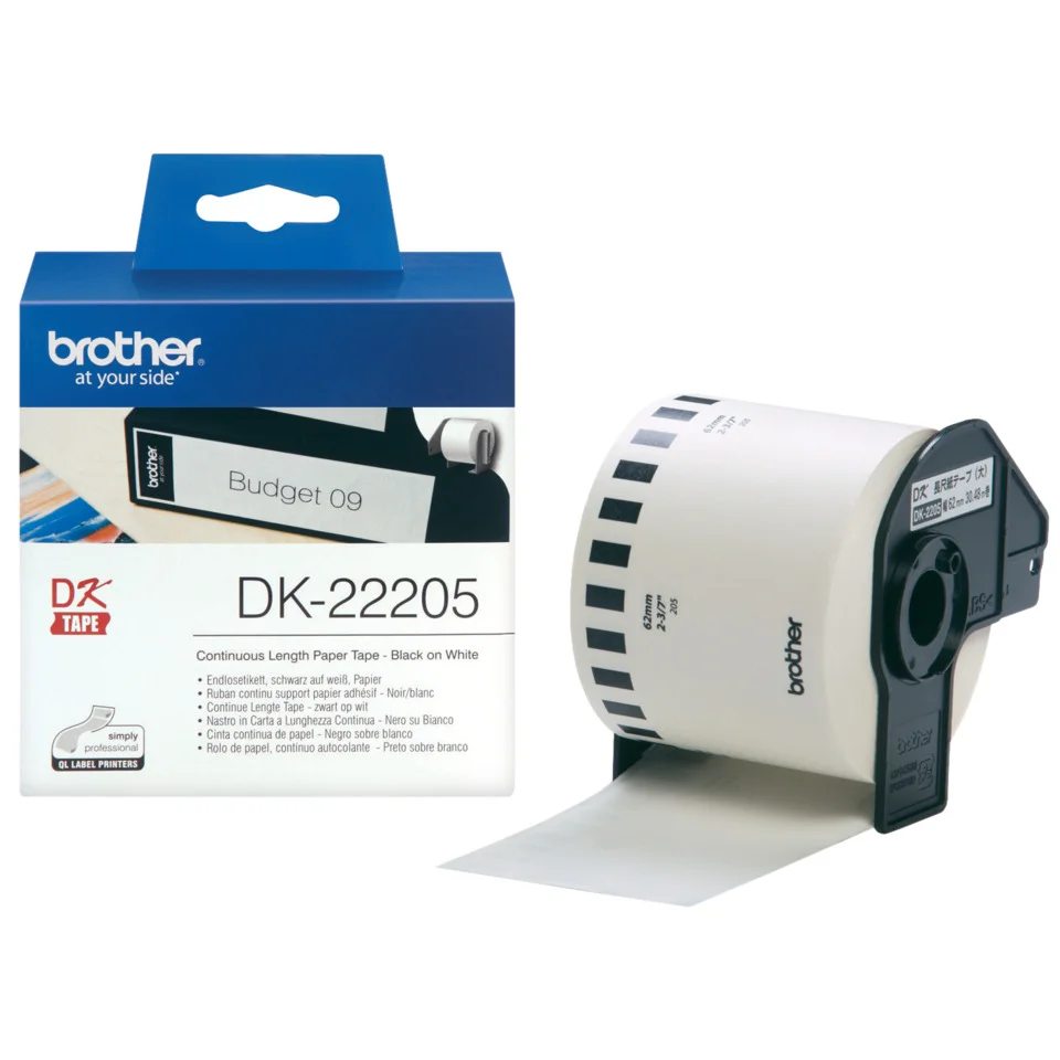 brother DK-22205 Endlos-Etiketten Papier, 62 mm x 30,48 m (EAN: 3607766628195)