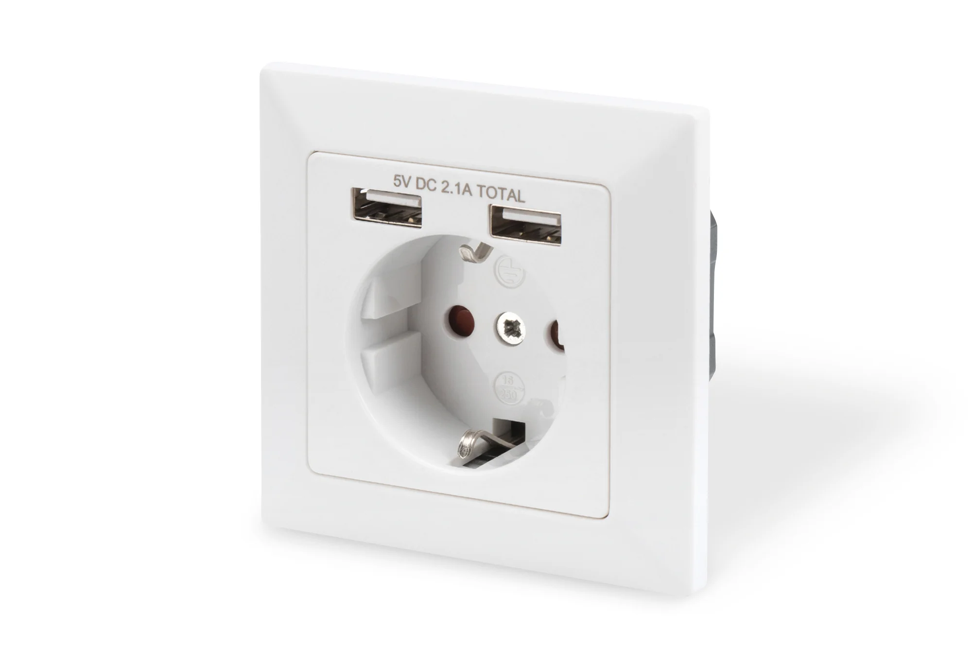 DIGITUS Unterputz-Steckdose, weiß, mit 2x USB-Port, weiß, Reinweiß RAL 9003 (EAN: 4016032443193)