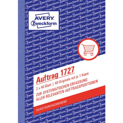 AVERY Zweckform Formularbuch "Auftrag", SD, A6, 2 x 40 Blatt (EAN: 4004182017272)