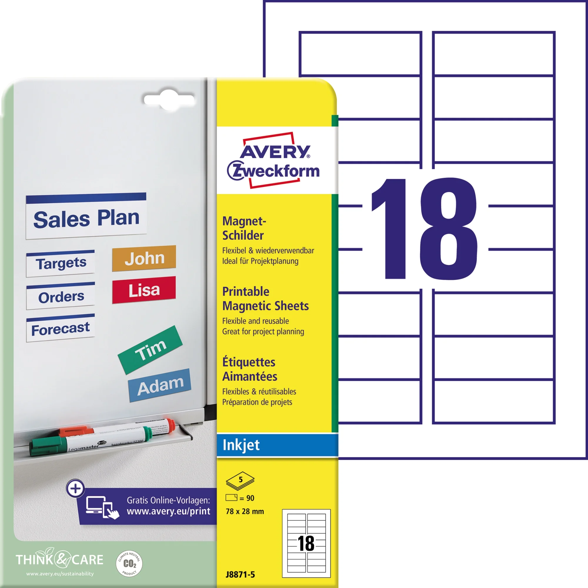 AVERY Inkjet-Magnetschild, (B)78 x (H)28 mm (EAN: 4004182234372)