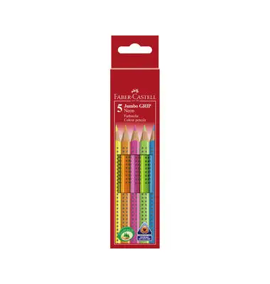 FABER-CASTELL Dreikant-Buntstifte Jumbo GRIP Neon, 5er Etui (EAN: 4005401109945)