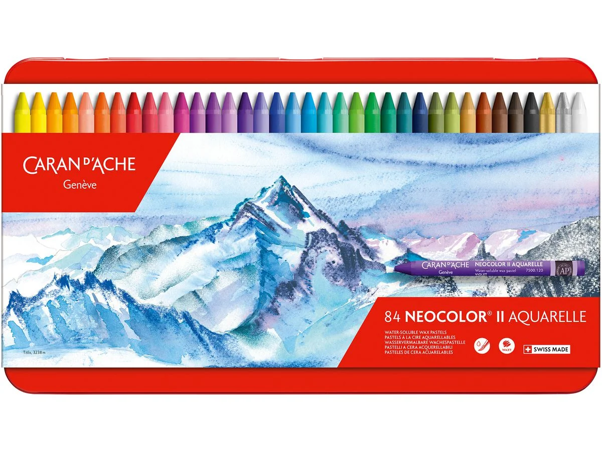 CARAN D'ACHE Aquarell-Wachsmalstift NEOCOLOR II, 84er Etui, farbig sortiert (EAN: 7610186243844)