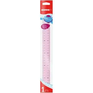 Kores Flachlineal, 300 mm, transparent, farbig sortiert, blau/rosa (EAN: 9023800421302)
