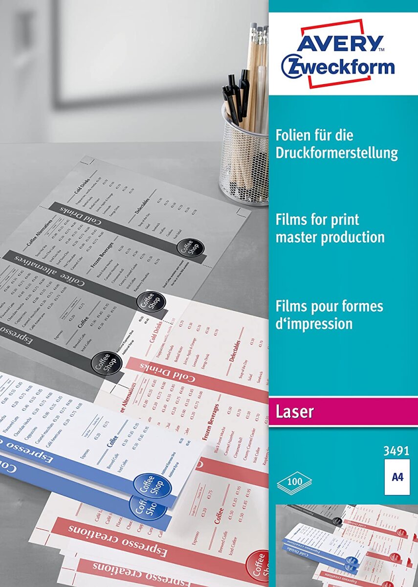 AVERY Zweckform Laser-Folie A4, zur Druckformerstellung (EAN: 4004182034910)