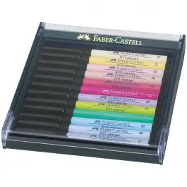 FABER-CASTELL Tuschestift PITT artist pen, 12er Etui Pastell, farbig sortiert in Pastell-Farben (EAN: 4005402674206)
