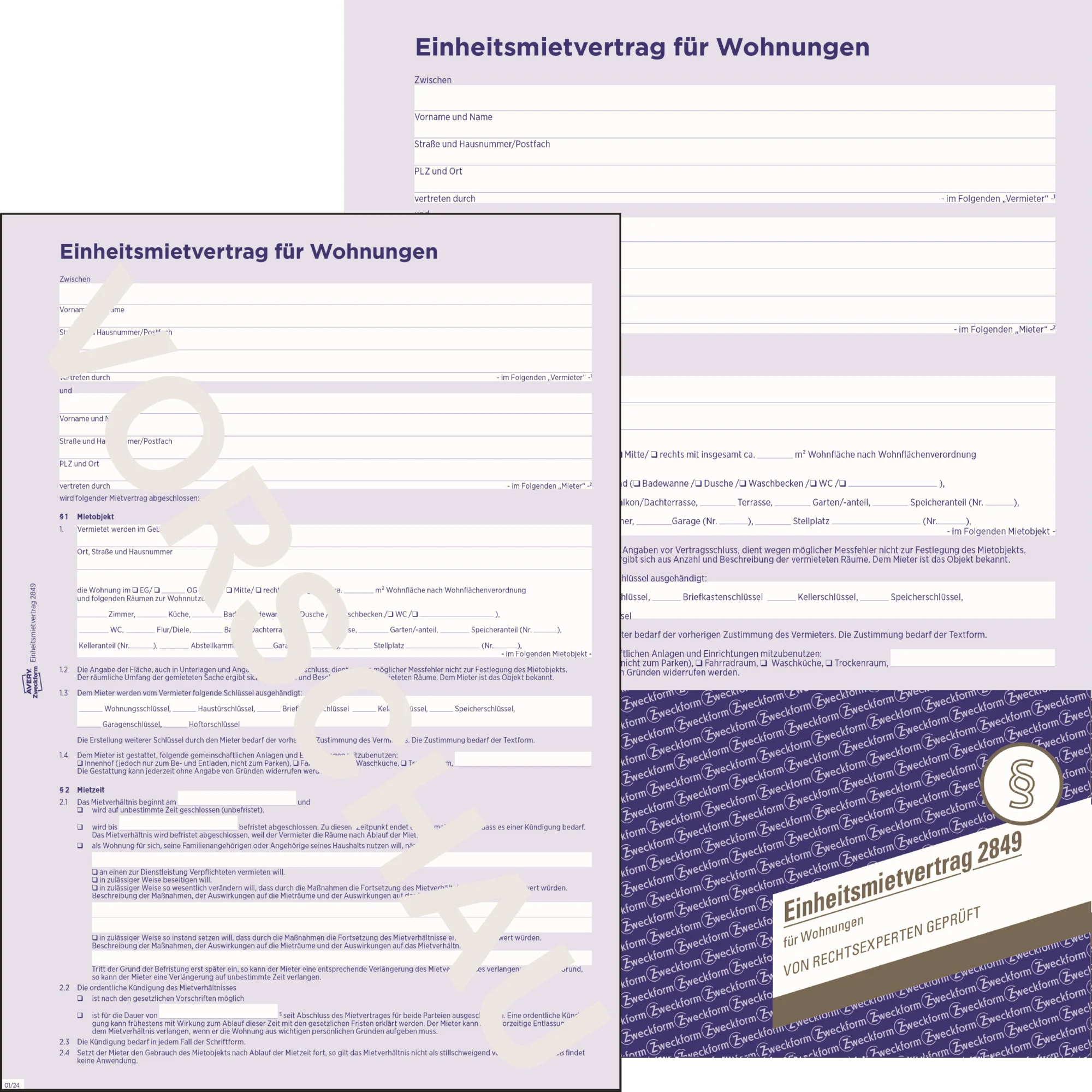 AVERY Zweckform Vordruck "Einheitsmietvertrag" 4-seitig, A4, (EAN: 4004182028490)