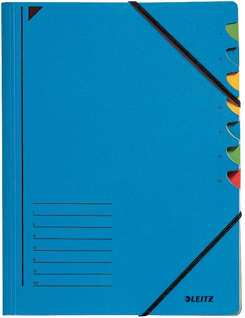 LEITZ Ordnungsmappe, DIN A4, Karton, 7 Fächer, blau (EAN: 4002432329069)