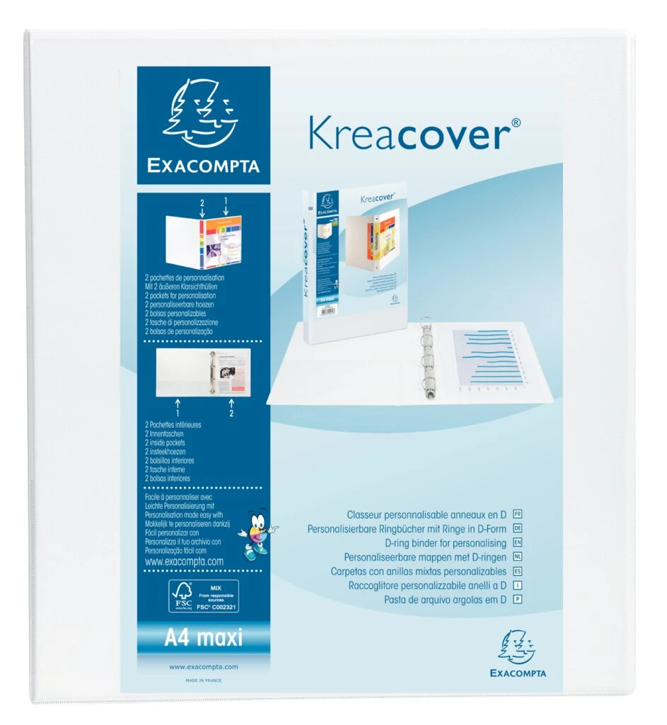 EXACOMPTA Präsentations-Ringbuch, A4 Maxi, weiß, 4D-Ring (EAN: 3130630519447)