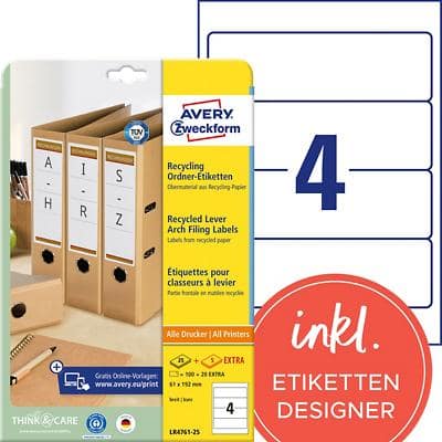 AVERY Zweckform Recycling Ordnerrücken-Etiketten, 61 x 192mm (EAN: 4004182062043)