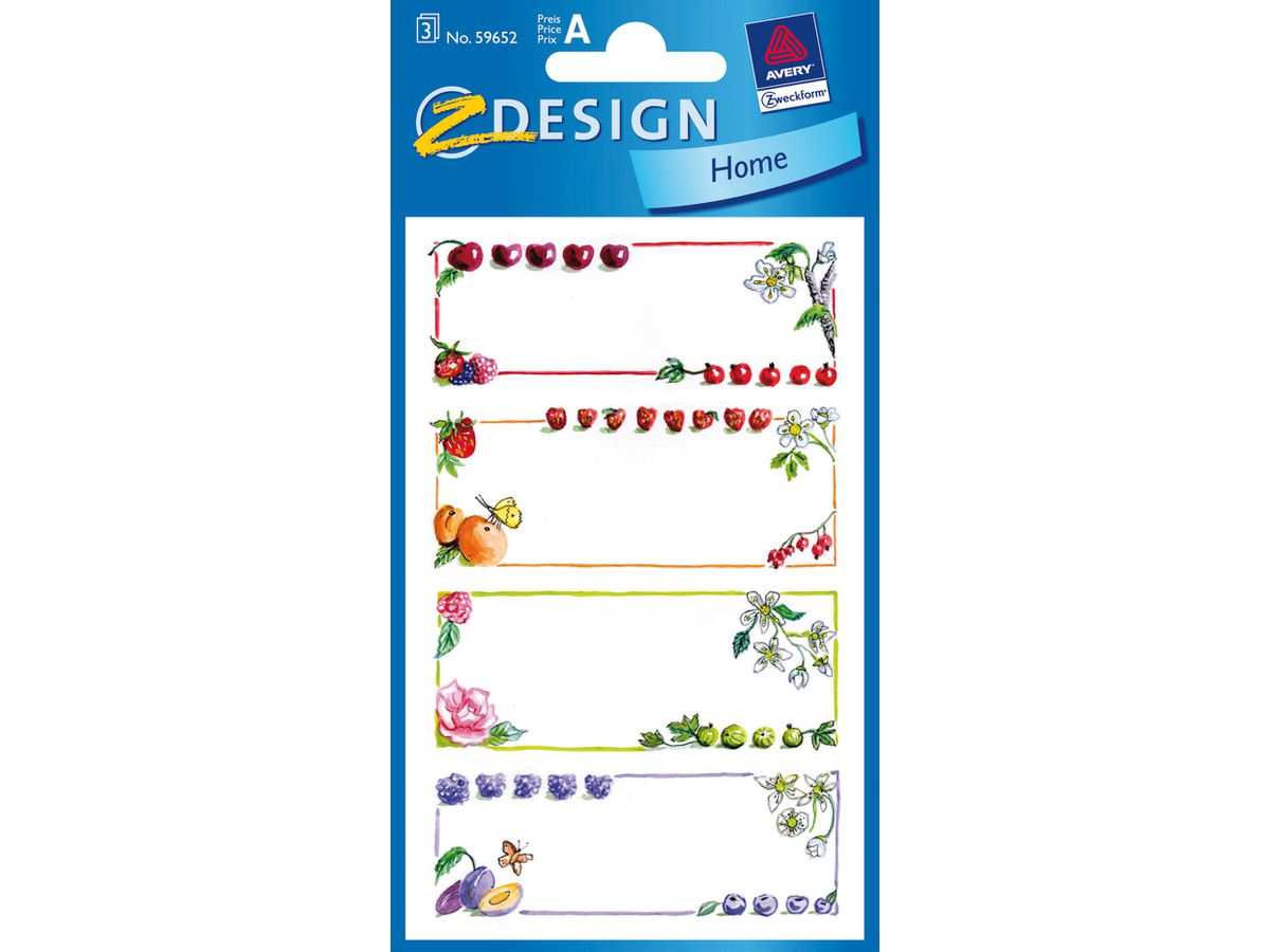 ZDesign HOME Haushalts-Etiketten "Obst Rahmen", ablösbar (EAN: 4004182596524)