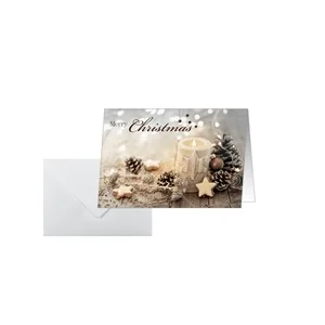 sigel Weihnachtskarte "Beige Christmas Candle", A6 quer (A5) (EAN: 4004360778056)