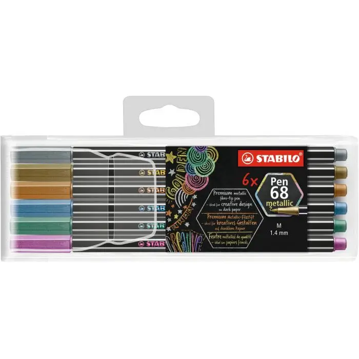 STABILO Fasermaler Pen 68 metallic, 6er Kunststoffetui (EAN: 4006381546362)