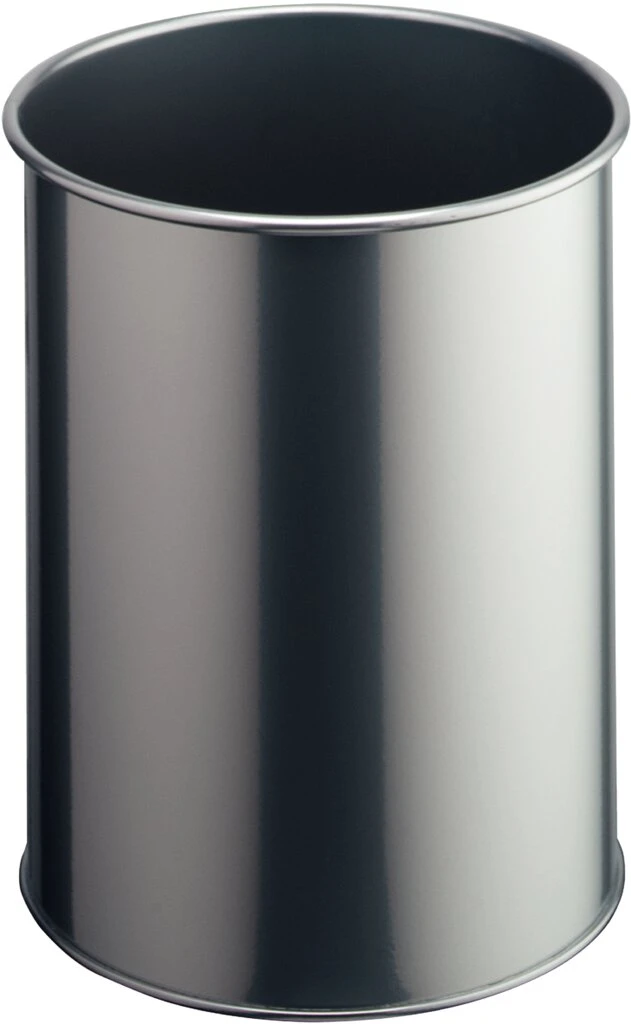 DURABLE Papierkorb METALL, rund, 15 Liter, metallic silber (EAN: 4005546988368)