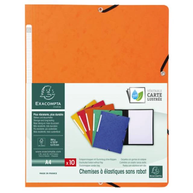 EXACOMPTA Eckspannermappe, DIN A4, aus Karton, orange (EAN: 3130630554141)