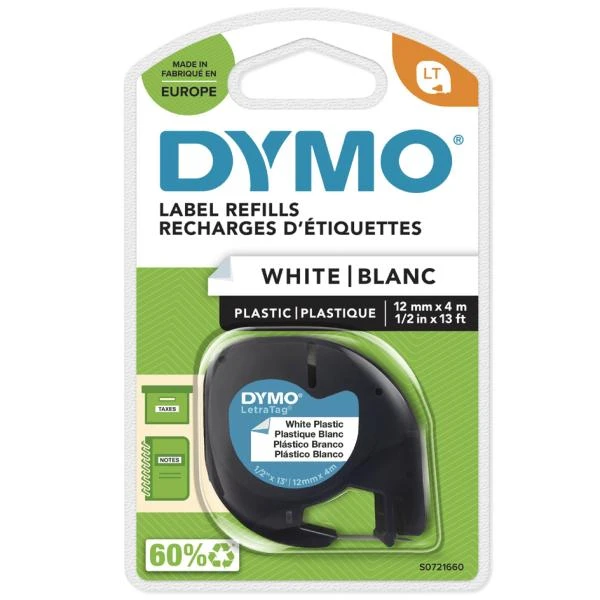 DYMO LetraTag Schriftbandkassette, Kunststoff, 12 mm x 4 m (EAN: 5411313912013)