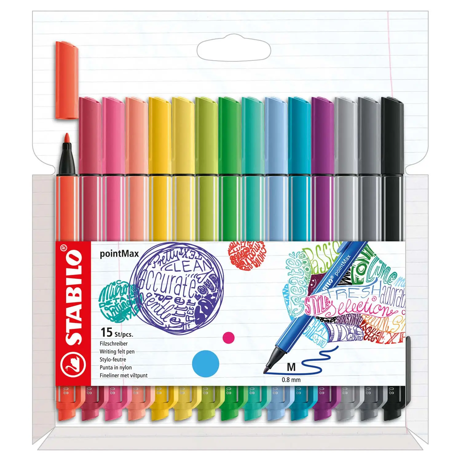 STABILO Fasermaler pointMax, 15er Kartonetui (EAN: 4006381581868)