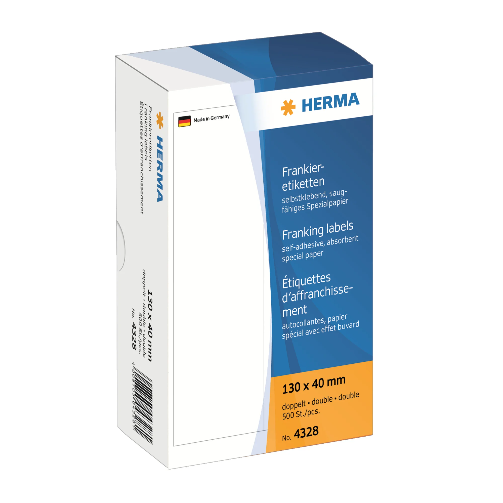 HERMA Frankier-Etiketten, 130 x 40 mm, doppelt, weiß (EAN: 4008705043281)