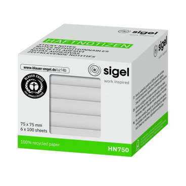 sigel Haftnotizen, 75 x 75 mm, blanko, weiß (EAN: 4004360767012)