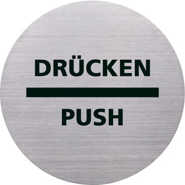 helit Piktogramm "the badge" DRÜCKEN/PUSH, rund, silber (EAN: 4012086033854)