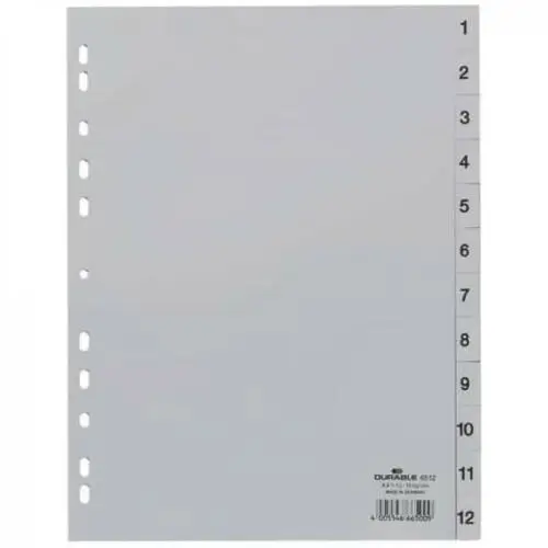 DURABLE Kunststoff-Register, Zahlen, A4, 12-teilig, 1 - 12 (EAN: 4005546665009)