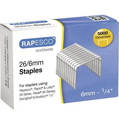 RAPESCO Heftklammern 26/6, verzinkt, 5.000 Stück (EAN: 5018505556019)