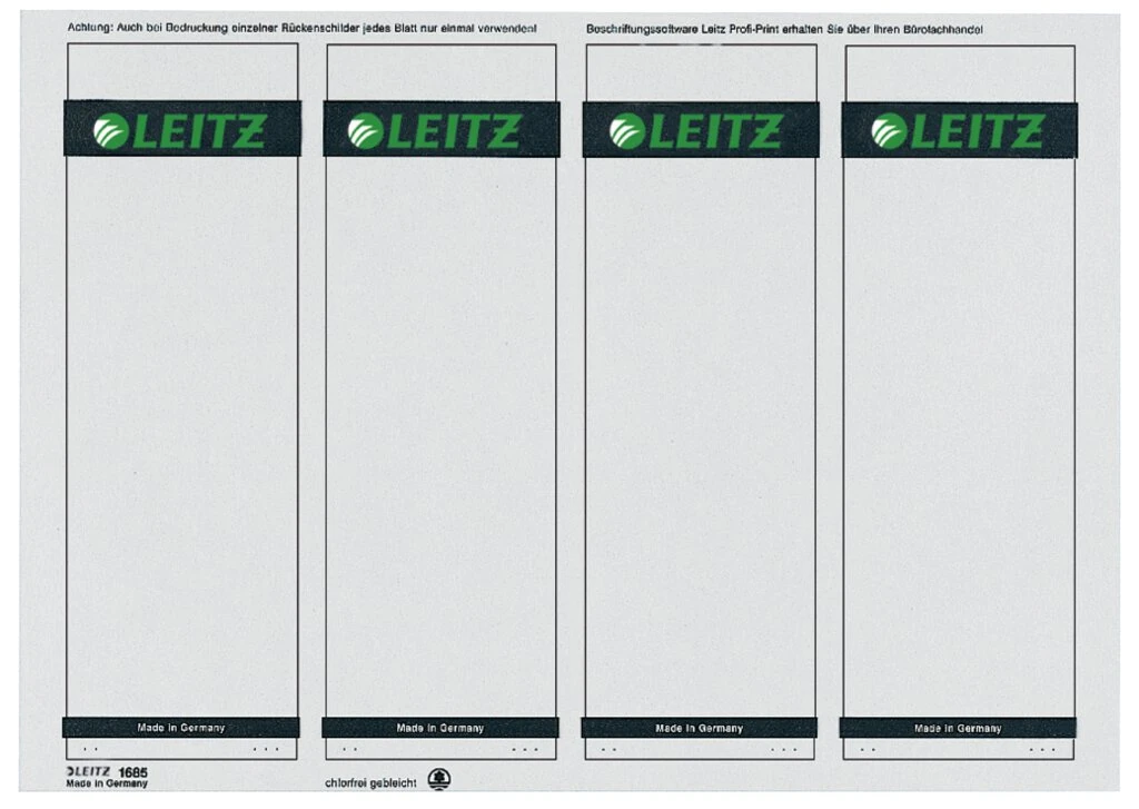 LEITZ Ordnerrücken-Etikett, 61 x 192 mm, kurz, breit, grau (EAN: 4002432323135)