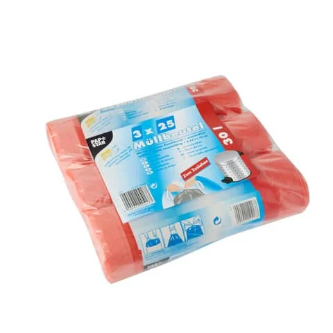 STARPAK Mülleimerbeutel HDPE, mit Zugband, 30 Liter, rot (EAN: 4002911204177)