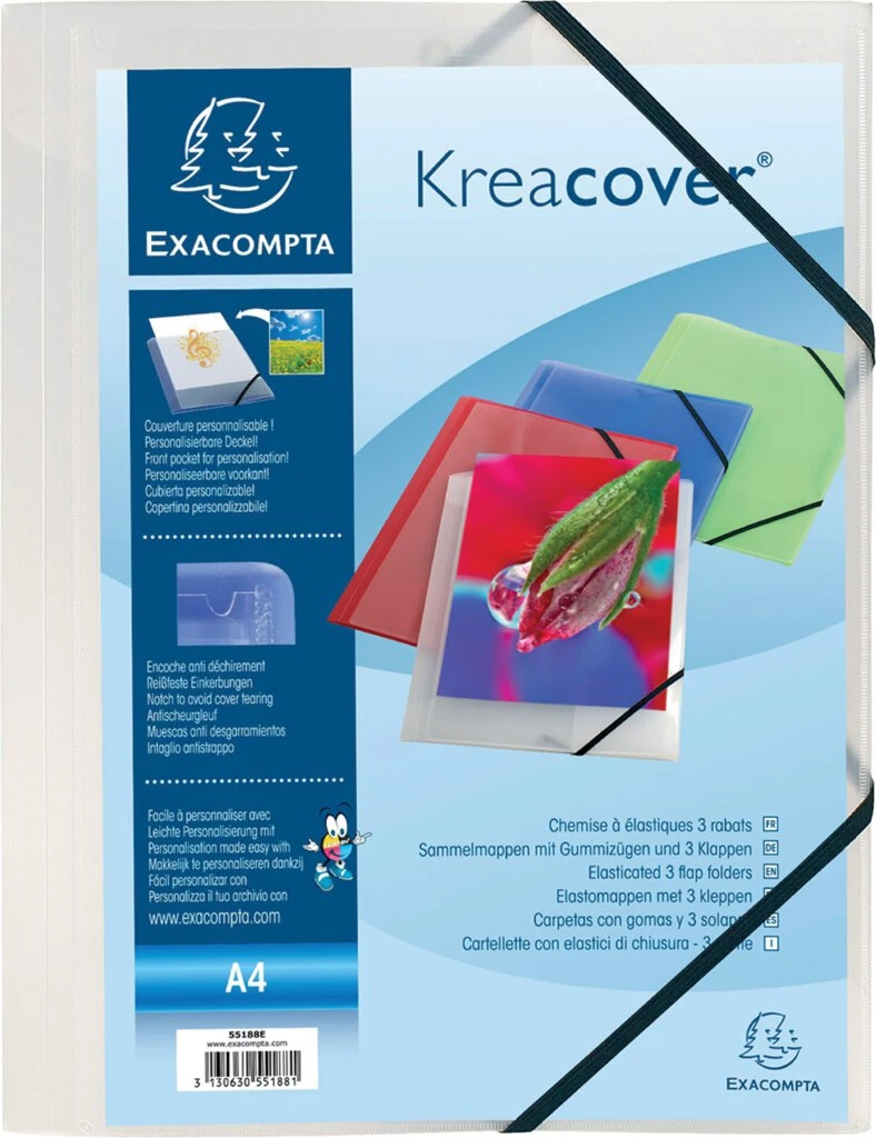 EXACOMPTA Eckspannermappe Kreacover, DIN A4, PP, transparent (EAN: 3130630551881)