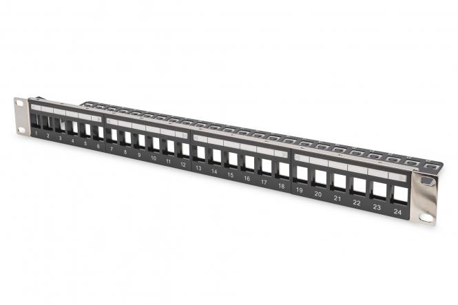 DIGITUS 19" Keystone Patch Panel, 24 Port, 1 HE, schwarz (EAN: 4016032338543)