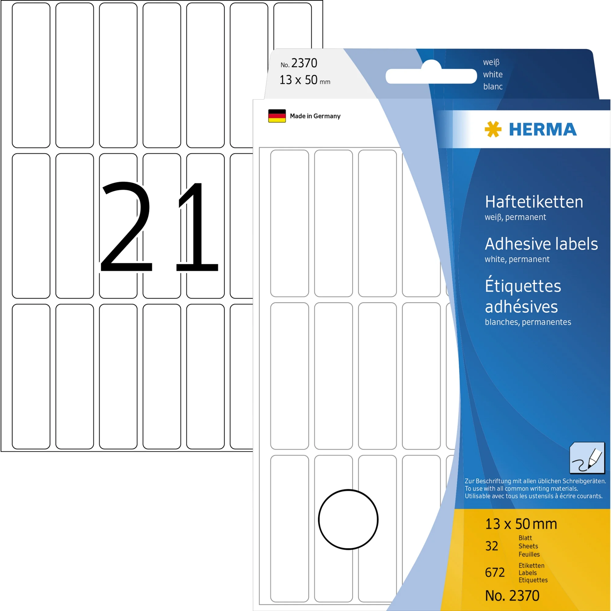 HERMA Vielzweck-Etiketten, 13 x 50 mm, weiß, Großpackung (EAN: 4008705023702)