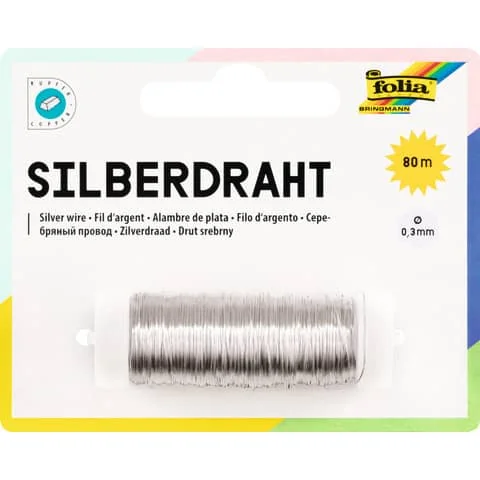 folia Silberdraht, 0,3 mm x 80 m, versilbert, aus Kupfer (EAN: 4001868032796)